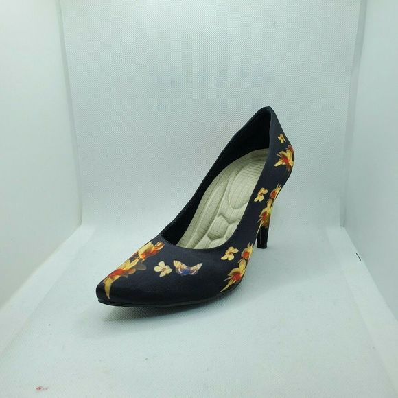 3 Inch Heels Silver - Etsy Women\'s Black floral platform3\